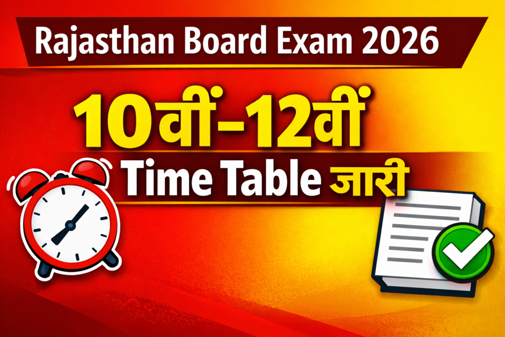 Rajasthan Board 10th 12th Time Table 2026: