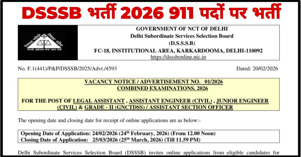 DSSSB Recruitment Advt 01/2026 
