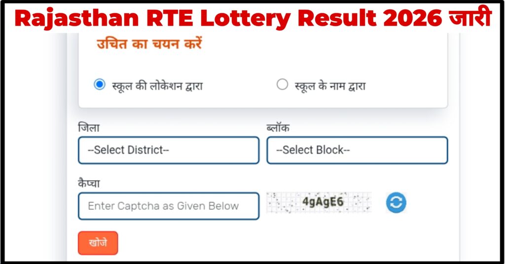 Rajasthan RTE Lottery Result 2026
