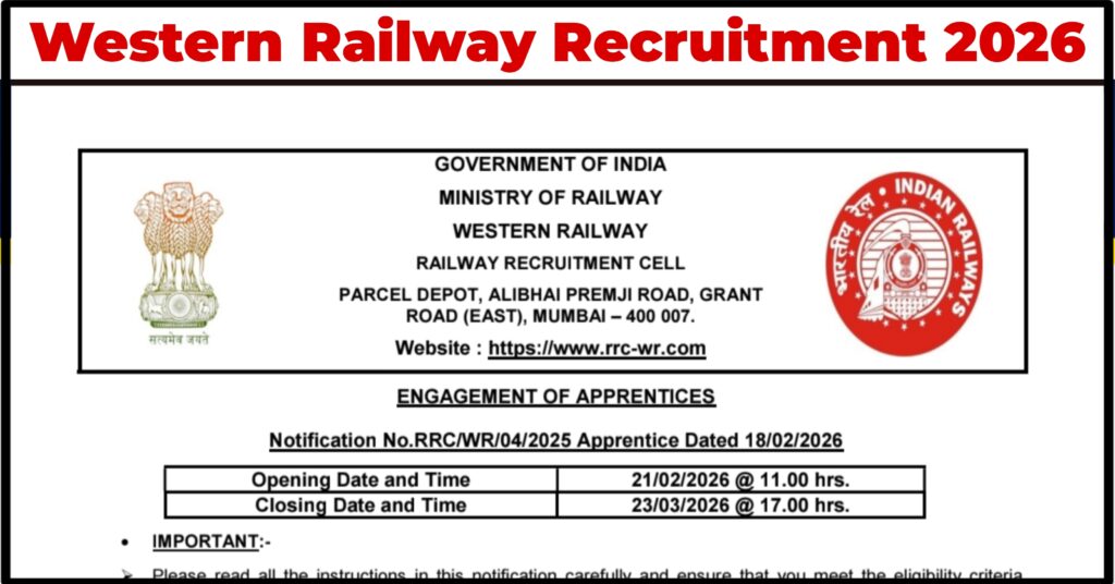 Western Railway Recruitment 2026