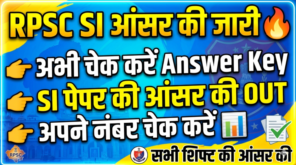 RPSC Sub Inspector Answer Key 2026